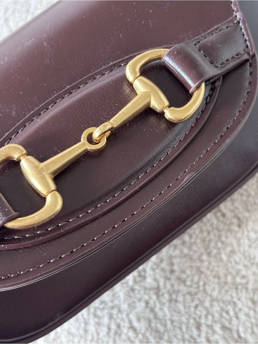 Anthropologie Burgundy Leather Shoulder Bag with Gold Hardware